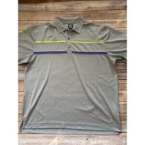FootJoy FJ Polo Golf Shirt Mens XXL Gray Green Purple Striped The Colony